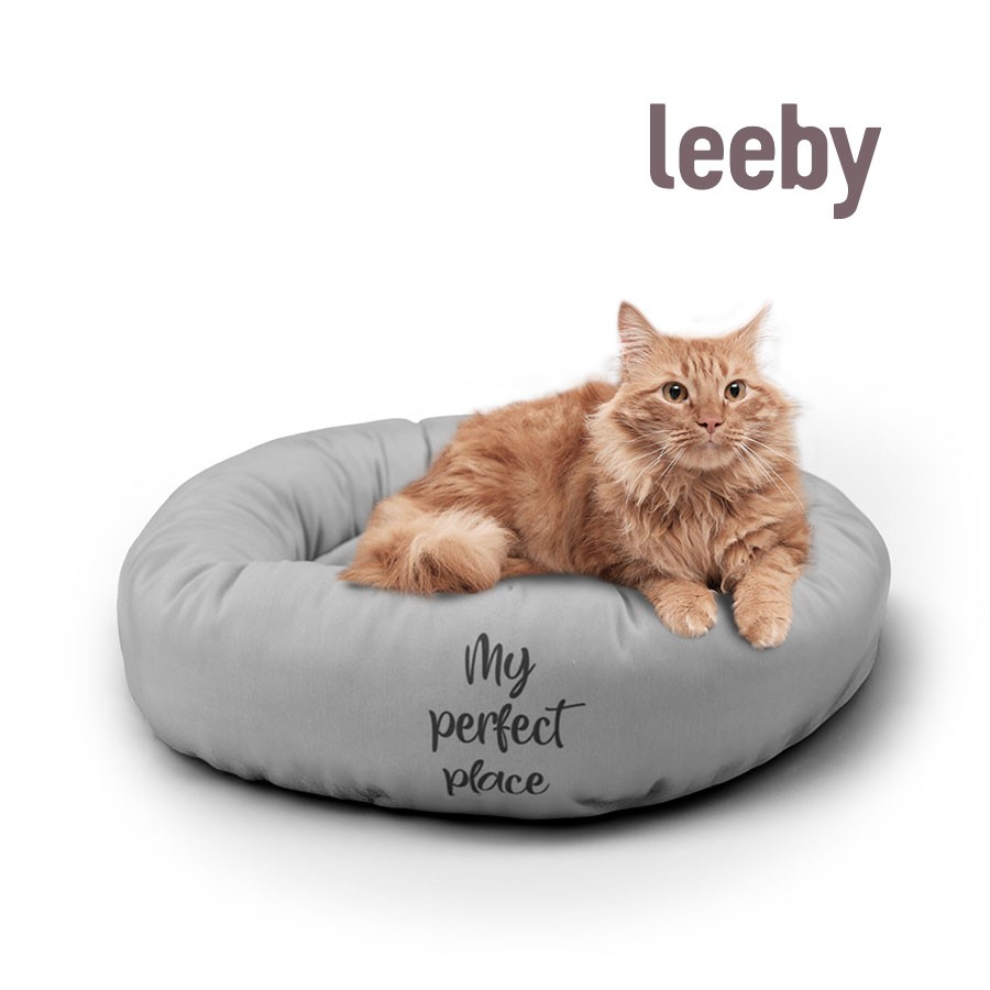 Leeby Cama Donut Antideslizante Gris para gatos, , large image number null
