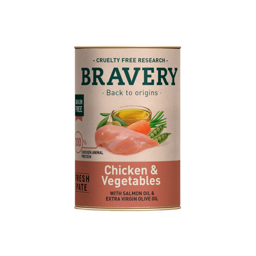 Bravery Pollo y Vegetales alimento húmedo para perros 290 GR, , large image number null