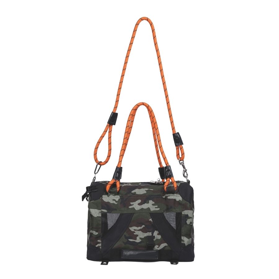 Mpets portamascotas de viaje 2 en 1 con correa y cintur&oacute;n camuflaje color naranjo, , large image number null