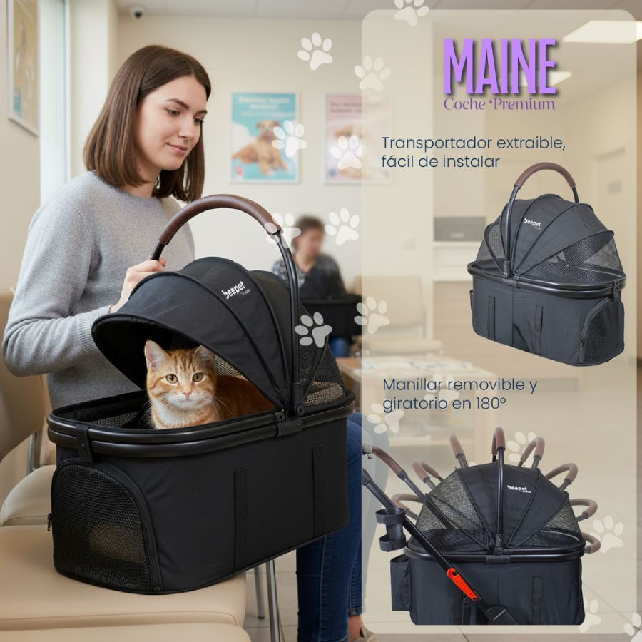 Bebesit coche para mascotas premium maine negro, , large image number null