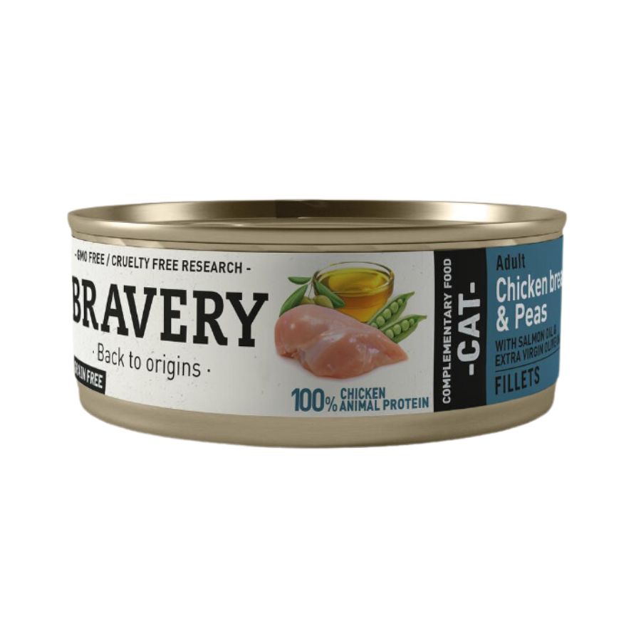 Bravery Pollo y Guisantes alimento húmedo para gatos 70 GR