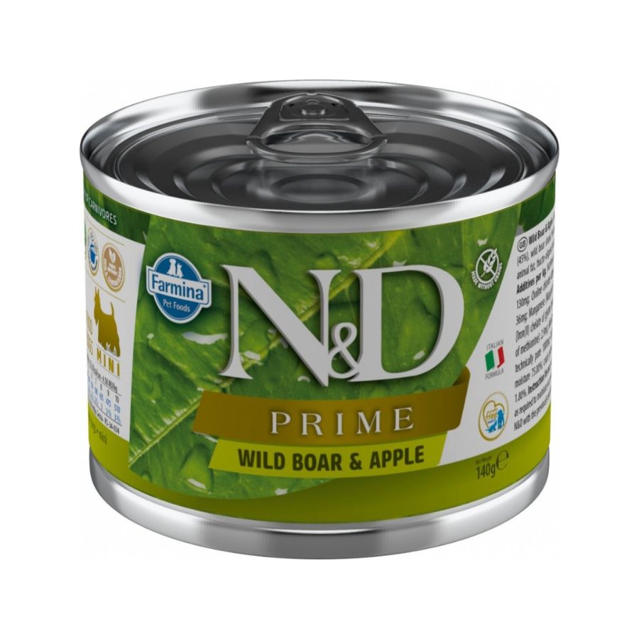 N&D alimento húmedo dog prime wild boar & apple mini 140 GR, , large image number null