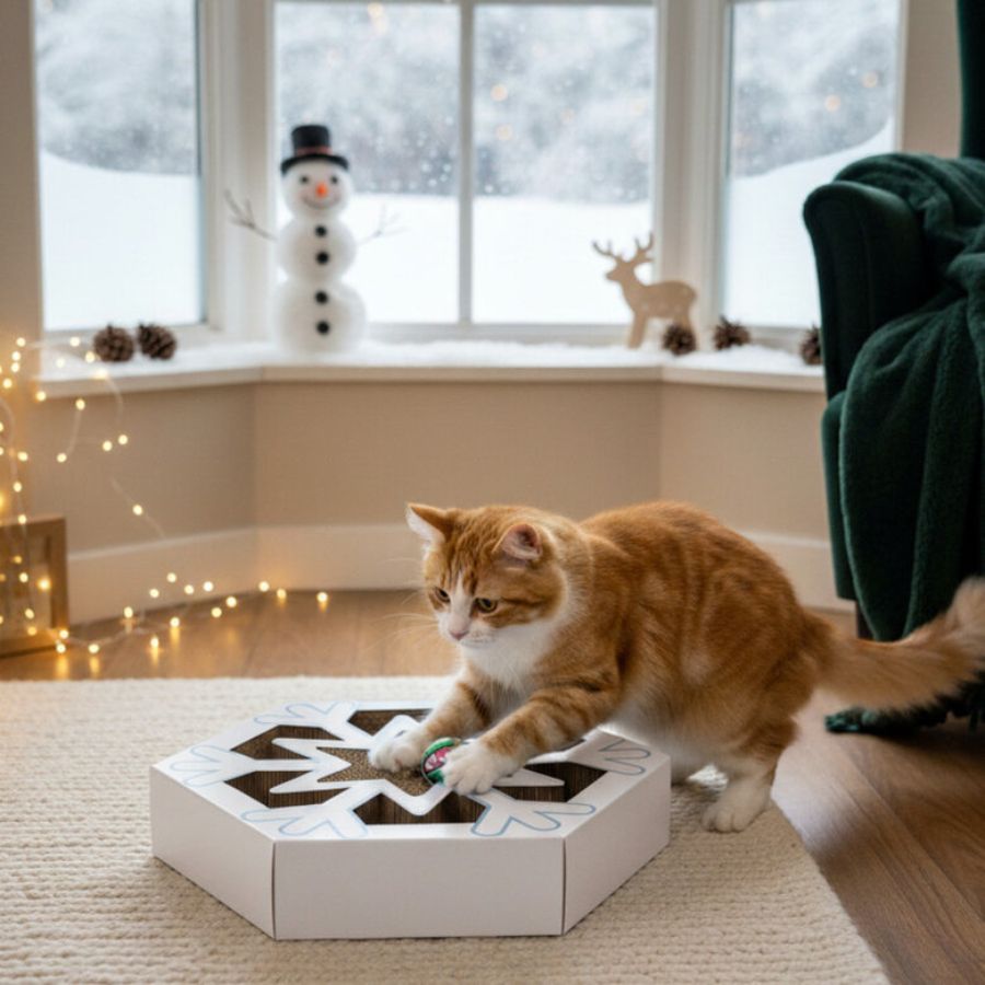 Rascador navidad de cartón con catnip para gatos, , large image number null