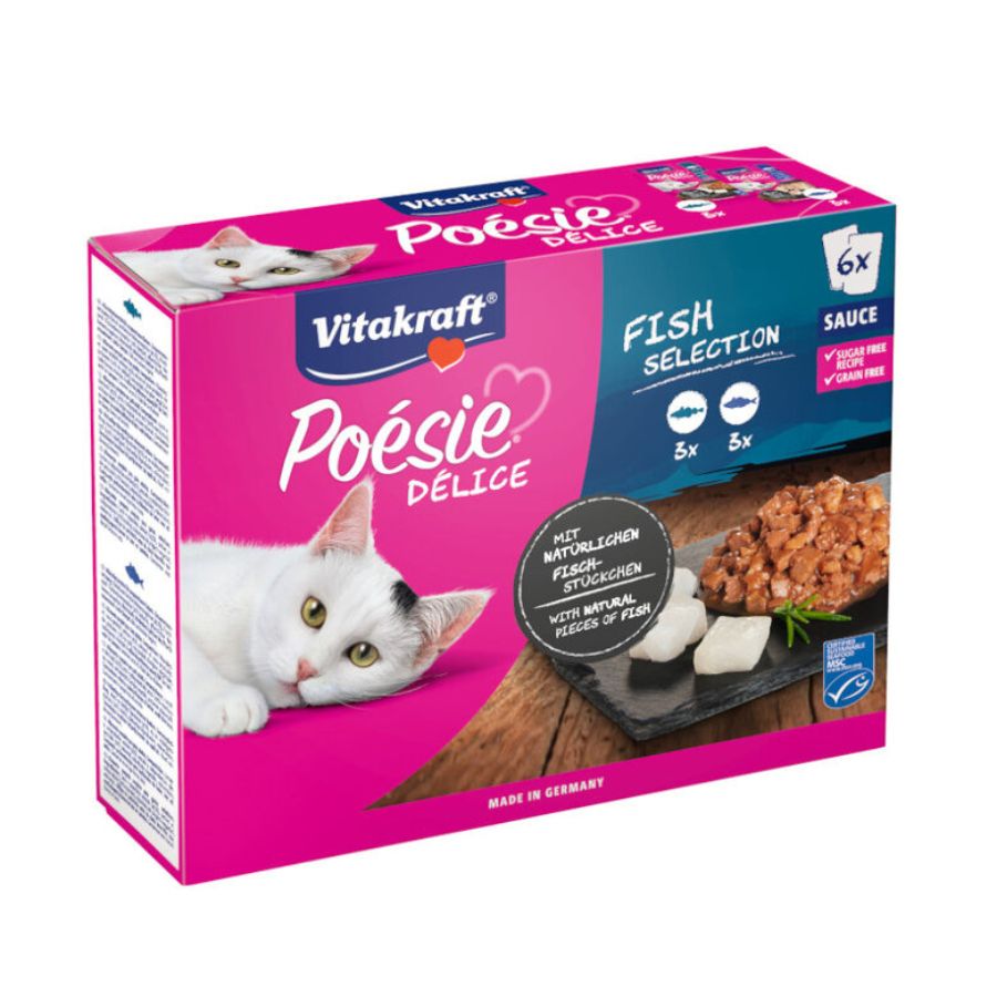 Vitakraft poesie delice alimento húmedo para gatos pack pescados 6und 85 GR, , large image number null