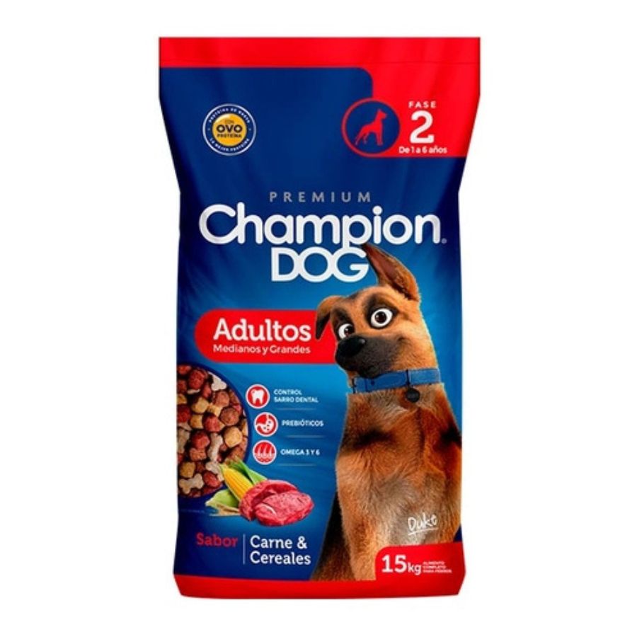 Champion dog adulto carne y cereales 15 KG alimento seco para perro, , large image number null