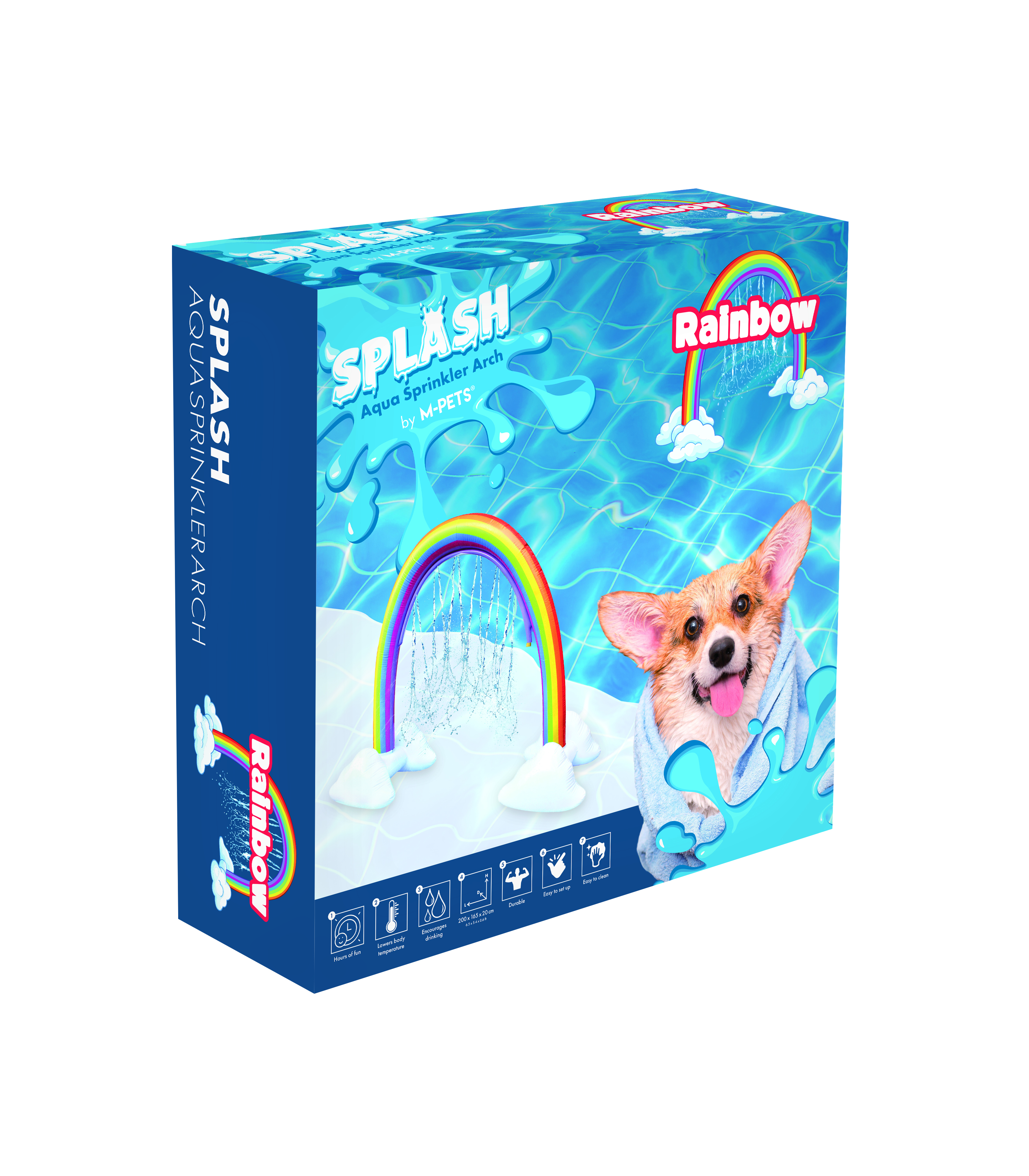 Mpets arco iris interactivo rociador de agua splash para perro, , large image number null