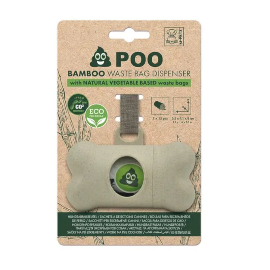 Mpets Poo Bamboo Porta Bolsas para perro biodegradable 15 bolsas, , large image number null