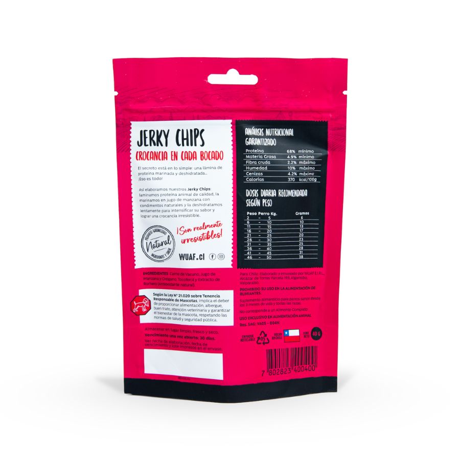 Wuaf snack para perros laminas deshidratadas de carne 40GR, , large image number null