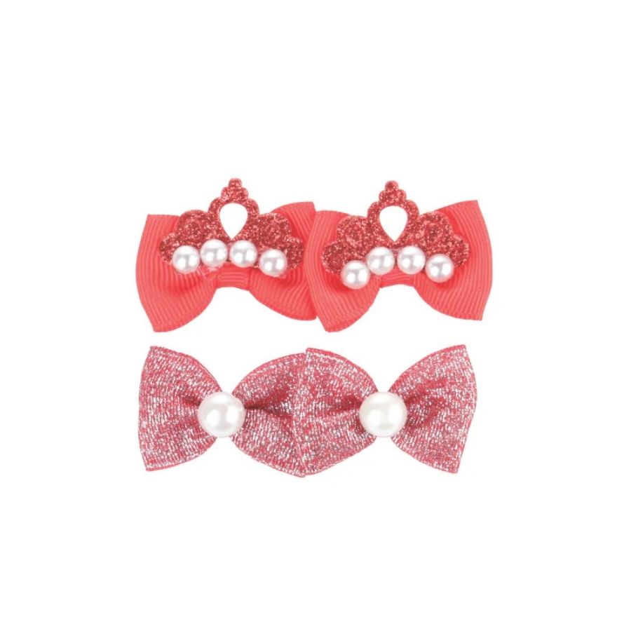 Mpets Set 4 lazos rojos para cabello para mascotas
