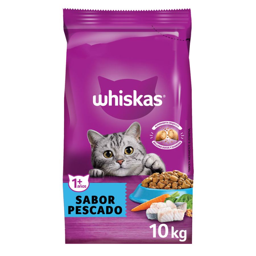 Whiskas alimento seco para gatos sabor pescado 10 KG, , large image number null