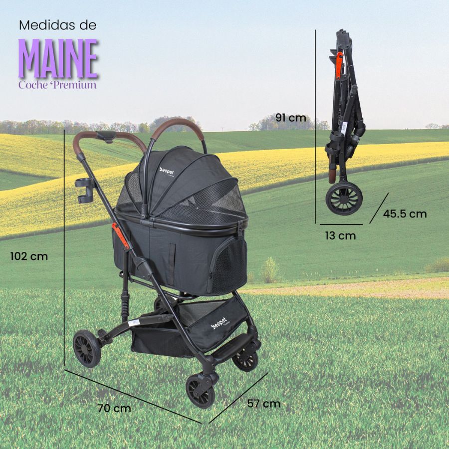 Bebesit coche para mascotas premium maine negro, , large image number null