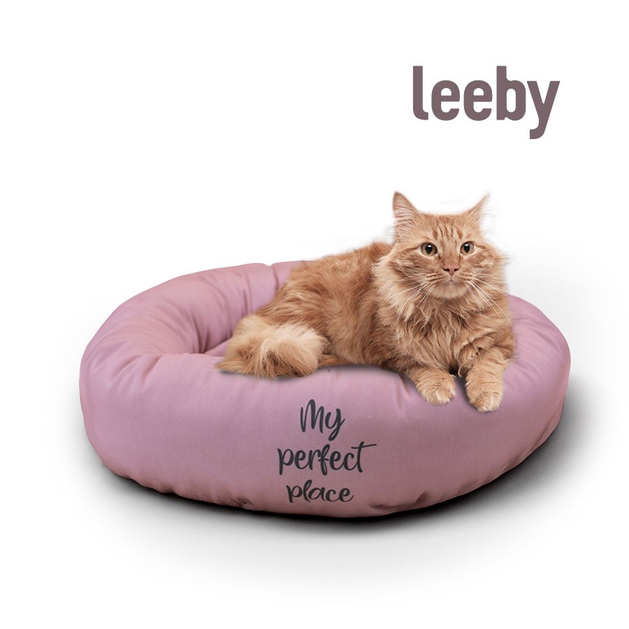 Leeby Cama Donut Antideslizante Rosa para gatos