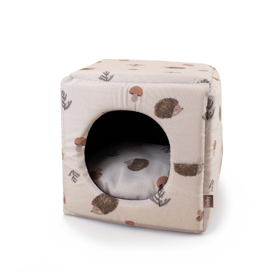 Leeby Cama Cueva Estampado de Erizos para gatos, , large image number null