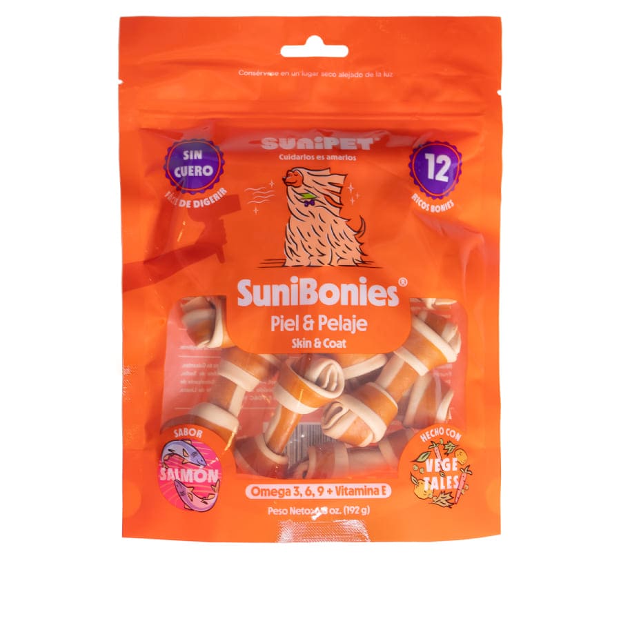 SuniBonies Skin & Coat - huesos funcionales para perros sabor salmón 192 GR