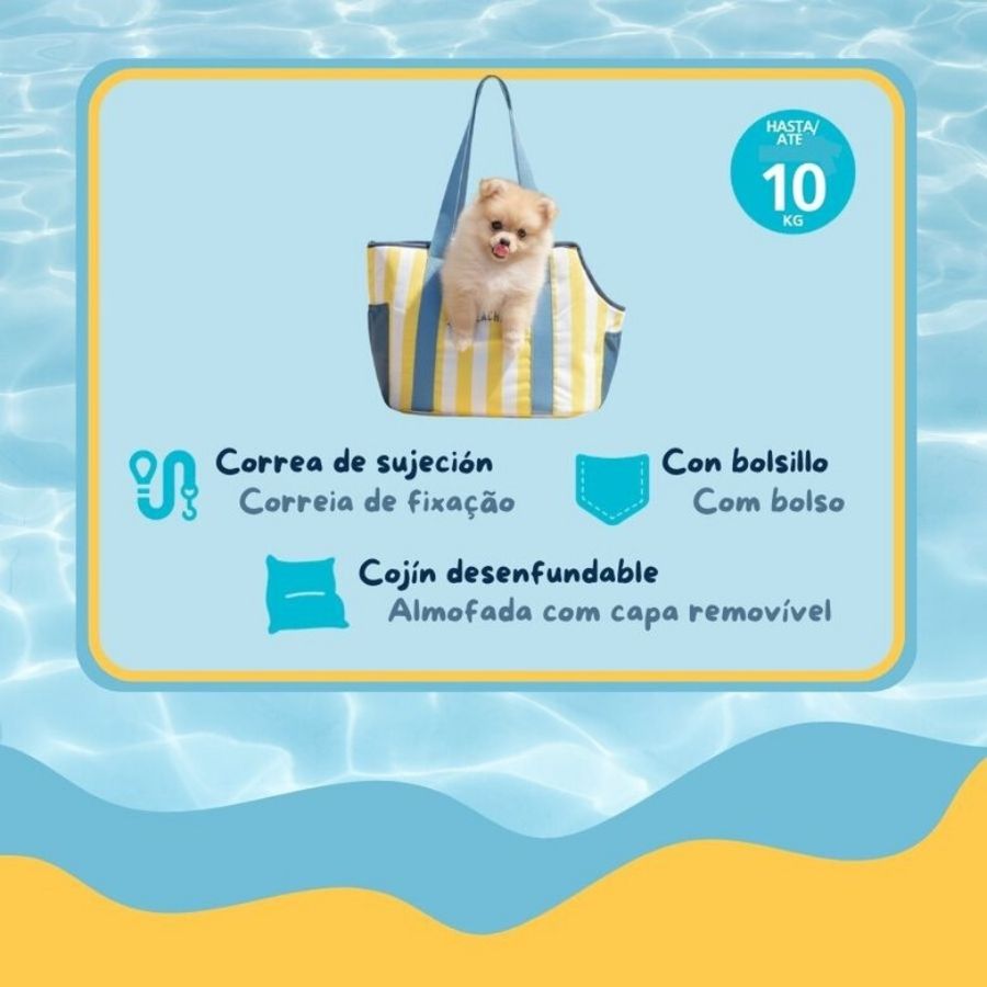 Summer vibes bolso amarillo de rayas para mascotas, , large image number null