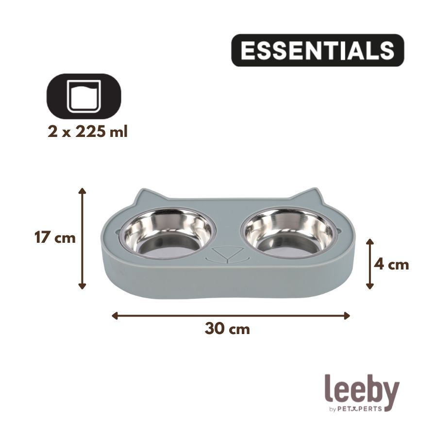 Leeby Comedero doble para gatos en forma de gato 225ml, , large image number null