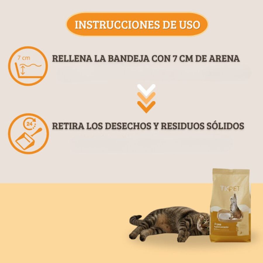 Arena para gatos aglomerante bentonita naranja 10KG, , large image number null