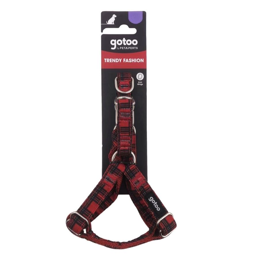 Arnés tartán rojo con hebilla metalica para perros, , large image number null