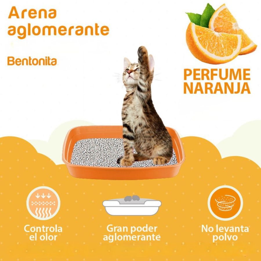 Arena para gatos aglomerante bentonita naranja 10KG, , large image number null