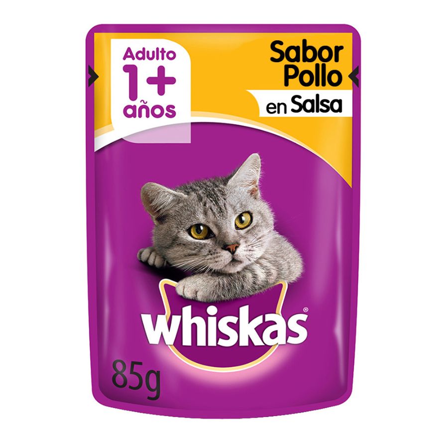Pouch whiskas para gatos sabor pollo 85 GR, , large image number null