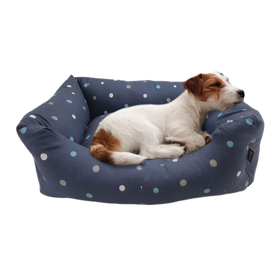 Leeby Cama Desfundable Azul con diseño de puntos para perros