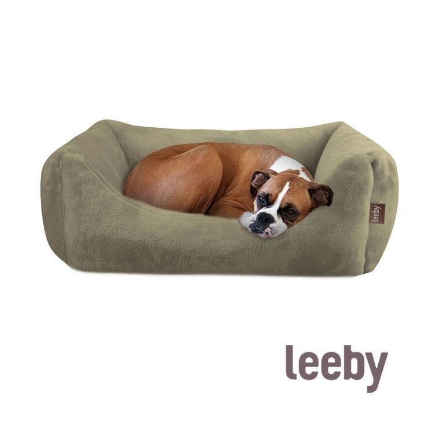 Leeby Cuna Desenfundable de Terciopelo Verde para perros, , large image number null