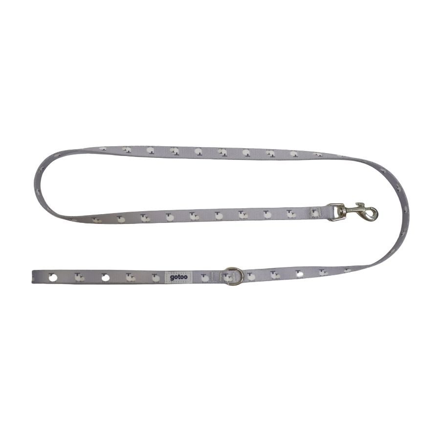 Set de correa y collar para cachorros con estampado de ovejitas gris, , large image number null