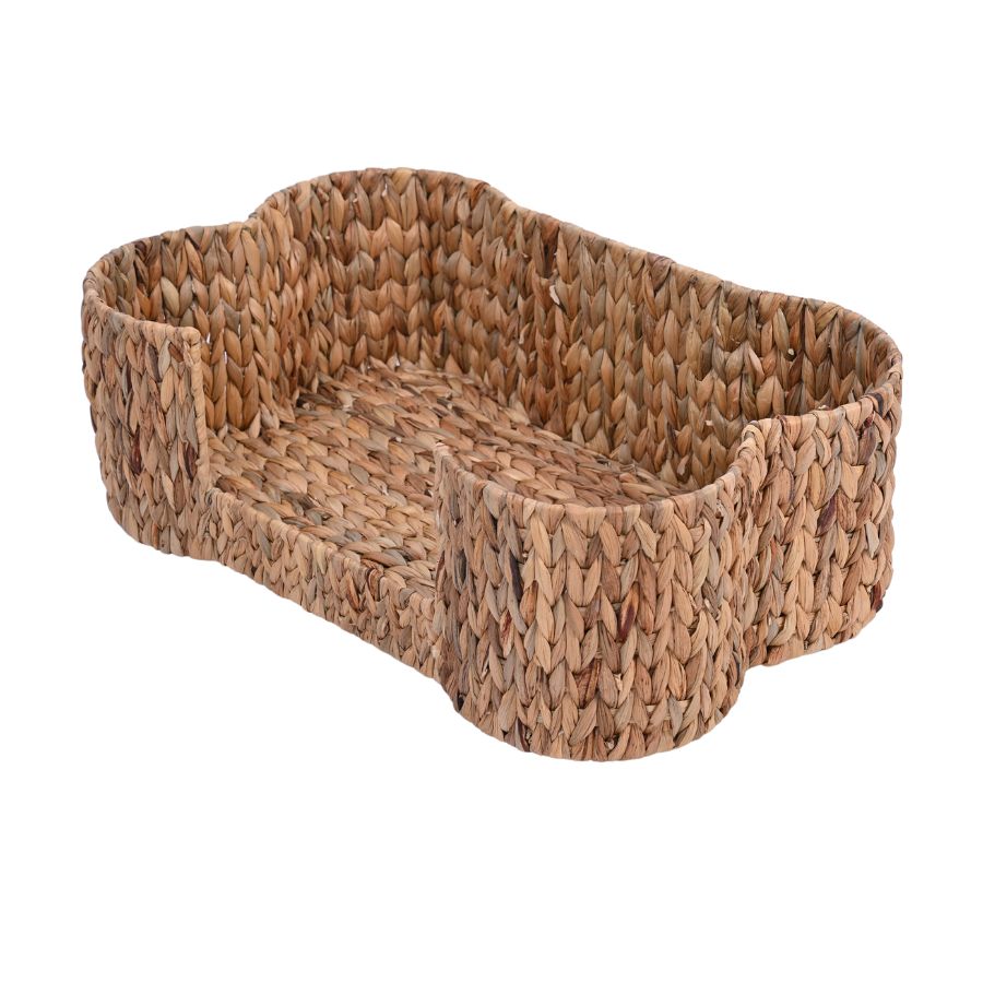Leeby Cama Deluxe En Forma De Hueso De Mimbre Estilo Rattan Para Perros
