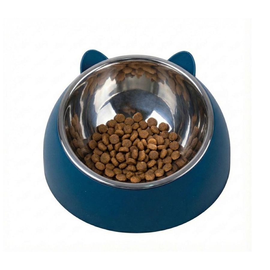 Leeby comedero para gatos 300ml azul pl&aacute;stico/acero inox, , large image number null