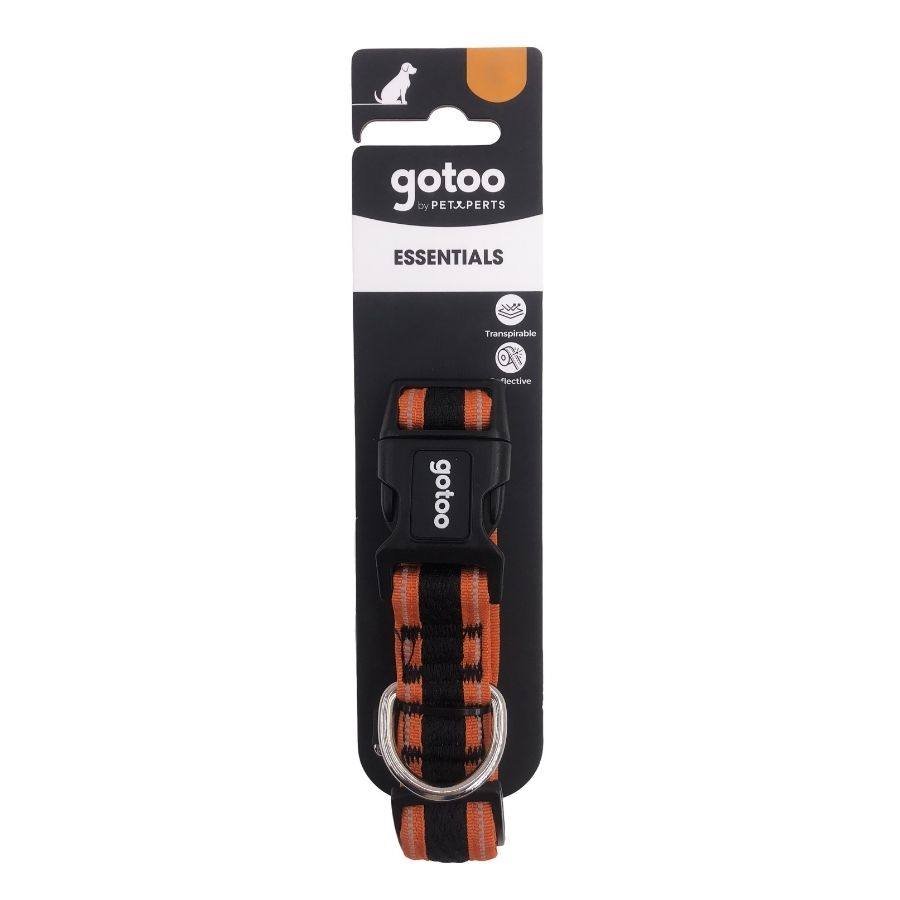 Collar naranja y negro reflectante de malla para perros, , large image number null