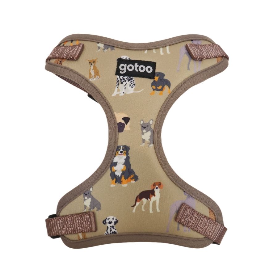 Arnés tipo camiseta ajustable estampado café para perros, , large image number null