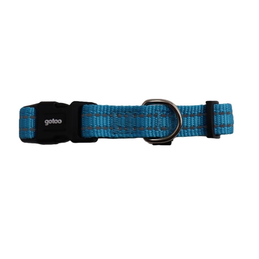 Collar azul reflectante con acolchado ajustable para perros, , large image number null