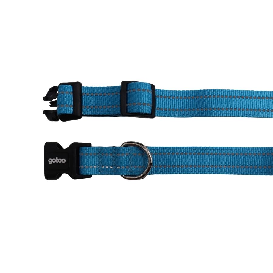 Collar azul reflectante con acolchado ajustable para perros, , large image number null