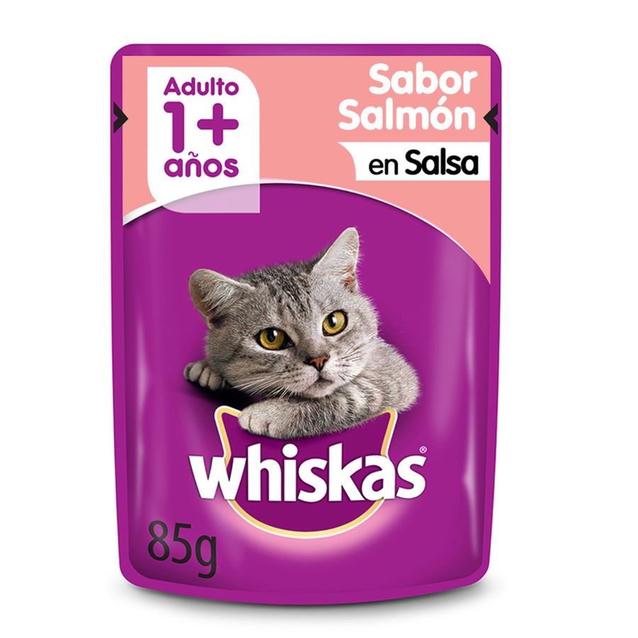 Pouch whiskas para gatos sabor salmón 85 GR, , large image number null