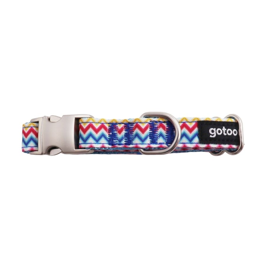 Collar ajustable con estampado zig-zag para perros, , large image number null