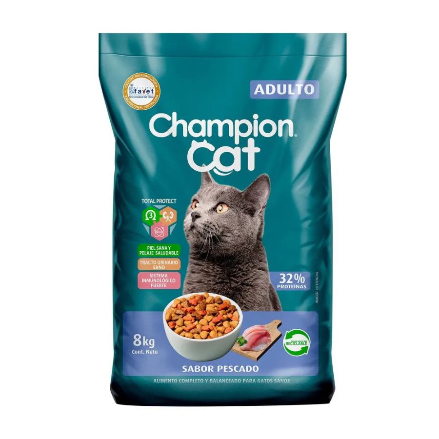 Champion cat alimentro seco para gatos adultos sabor pescado 8KG, , large image number null