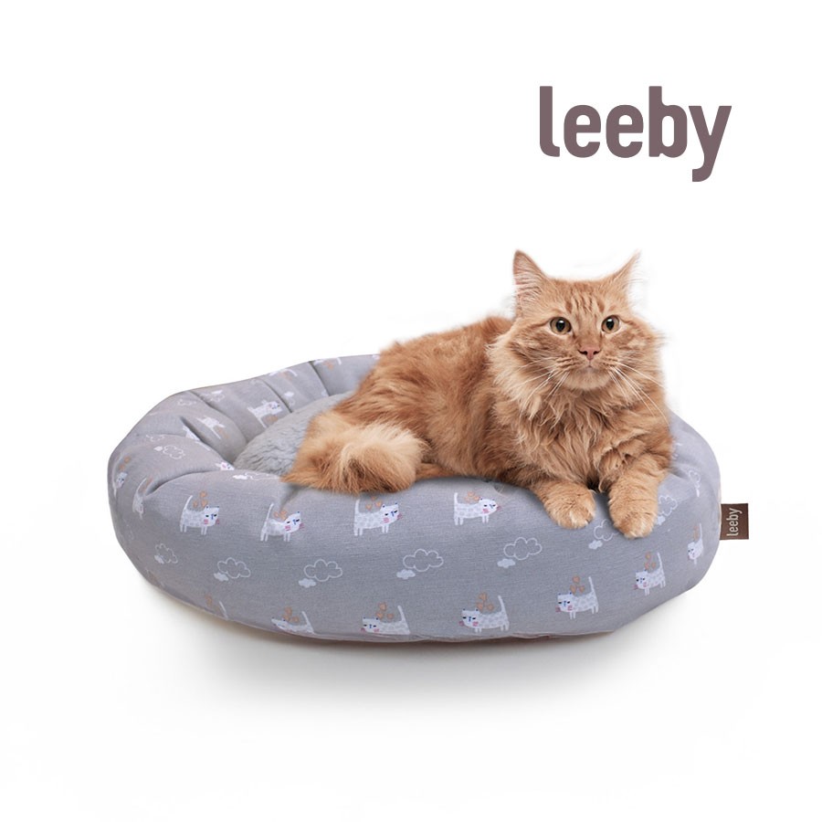 Leeby Cama Donut Antideslizante Gris para gatos, , large image number null