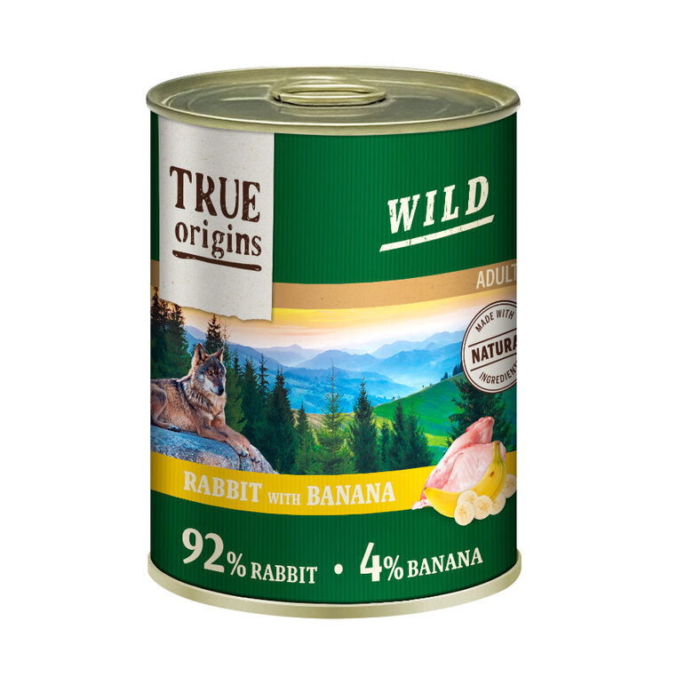 True Origins Wild conejo/banana alimento húmedo para perros 400 GR, , large image number null