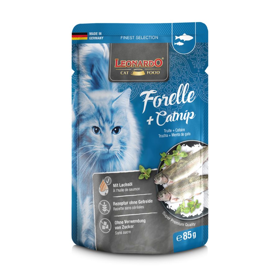 Pouch Trucha y Hierba gatera alimento húmedo para gatos 85 GR, , large image number null