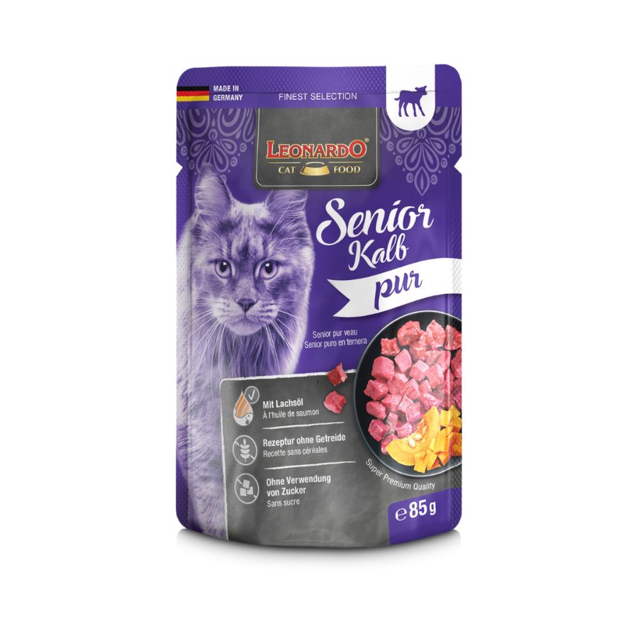 Leonardo alimento húmedo para gatos senior sabor ternera 85GR