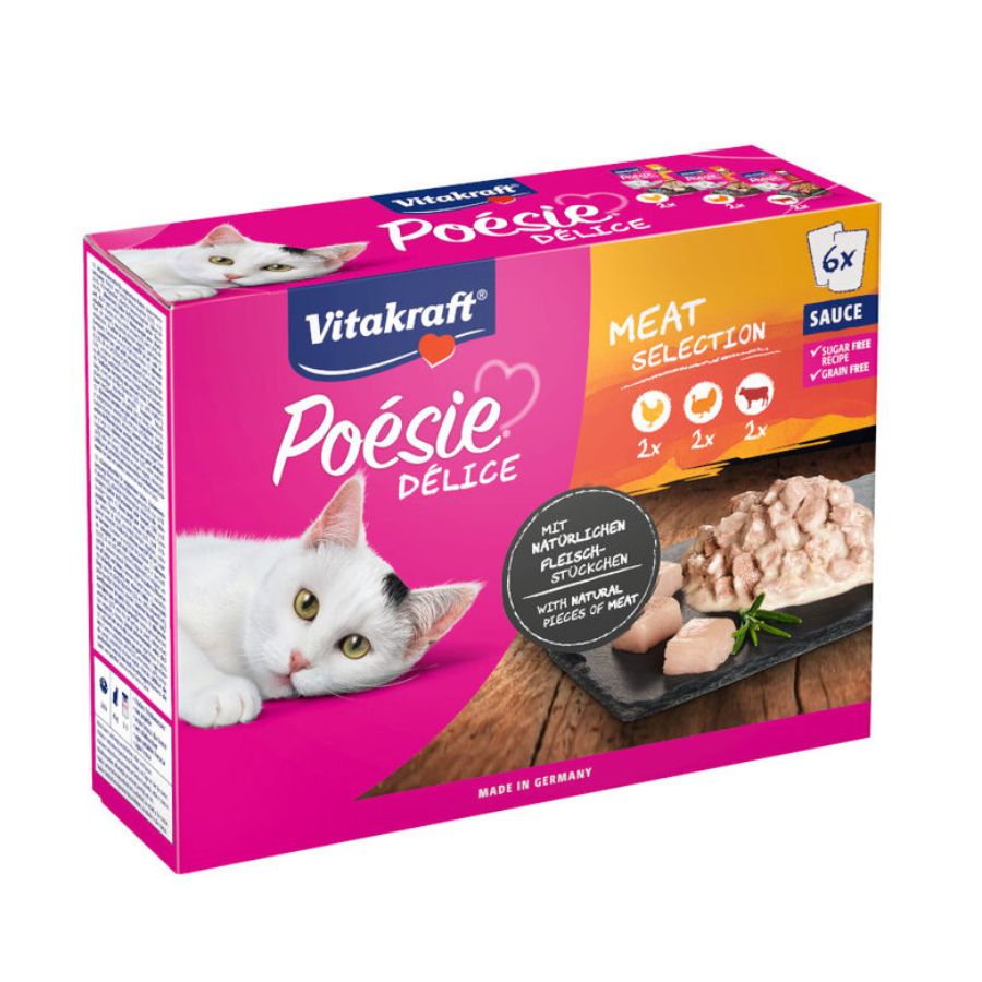 Vitakraft poesie delice alimento húmedo para gatos pack carnes 6und 85 GR, , large image number null