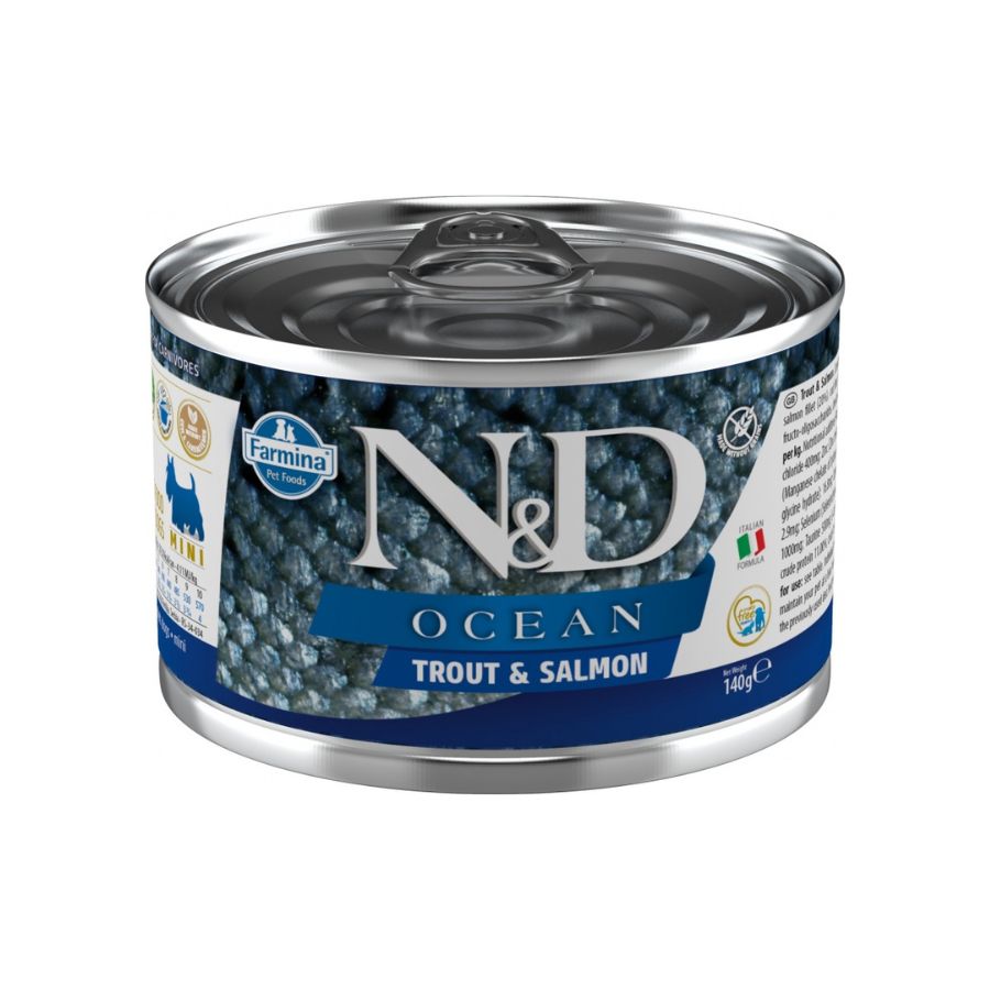 N&D alimento húmedo dog ocean trout & salmon mini 140 GR, , large image number null