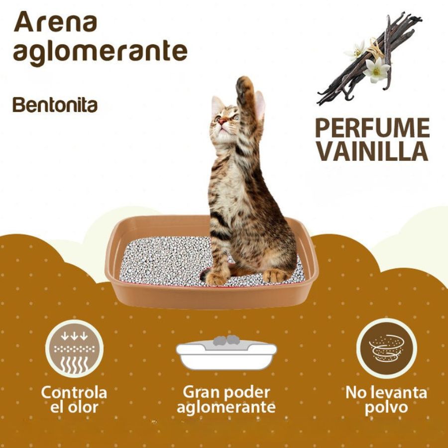 Arena para gatos aglomerante bentonita vainilla 10KG, , large image number null