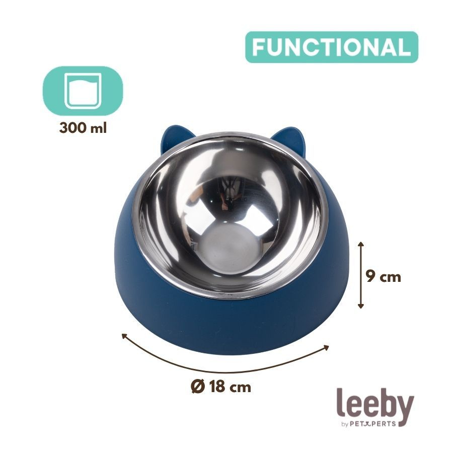 Leeby comedero para gatos 300ml azul pl&aacute;stico/acero inox, , large image number null