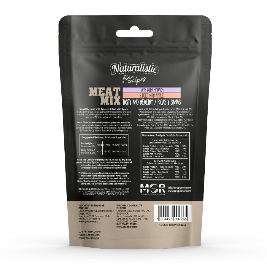 Naturalistic carnemix sabor cordero con espinaca y carne con manzana snack para perros 100 GR, , large image number null