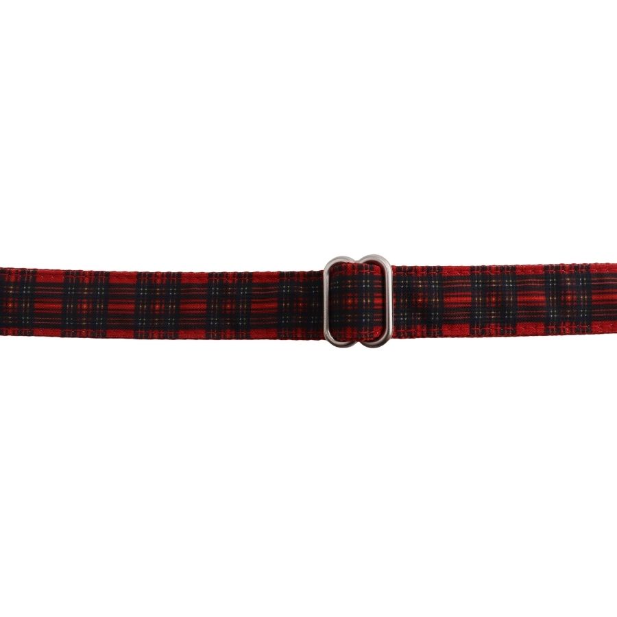 Collar tartan rojo con hebilla metálica para perros, , large image number null