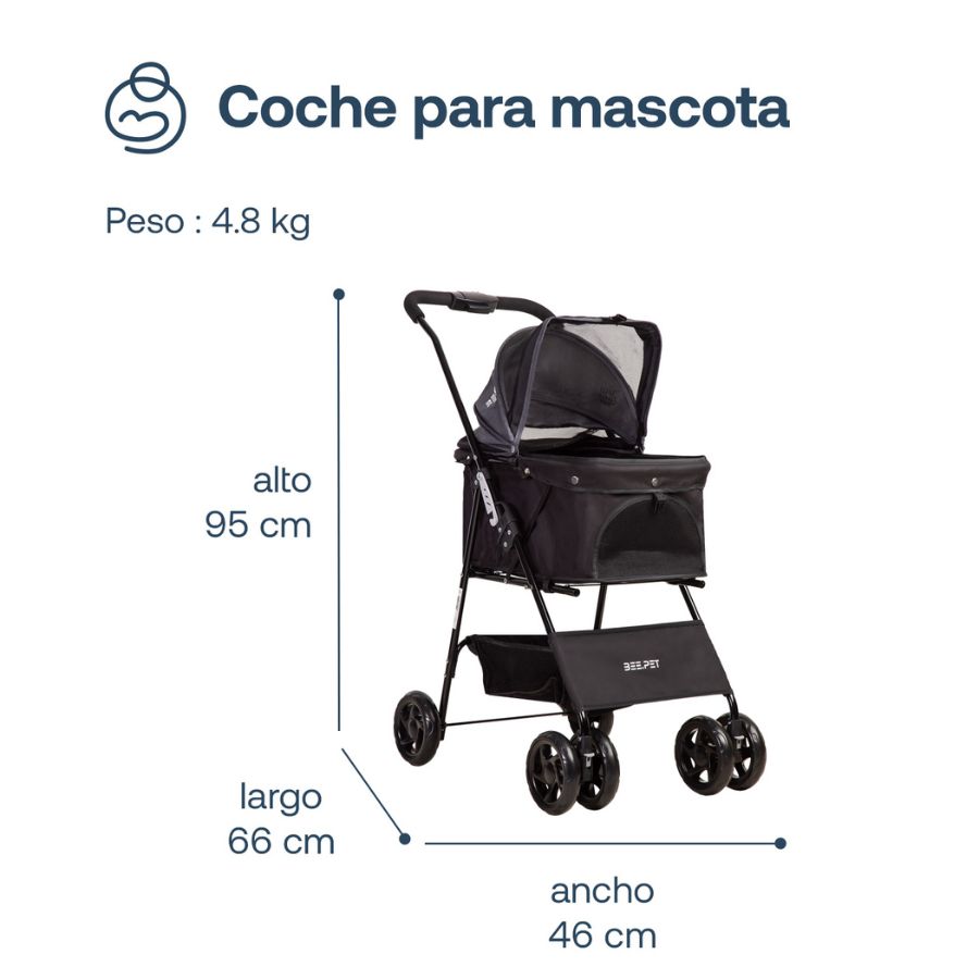 Bebesit coche para mascotas plegable easy negro, , large image number null