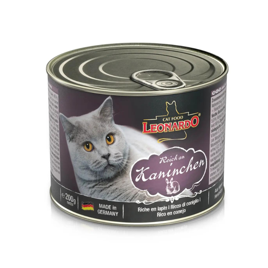 Leonardo lata quality selection conejo alimento húmedo para gatos 200g