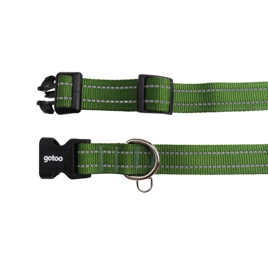 Collar verde reflectante con acolchado ajustable para perros, , large image number null