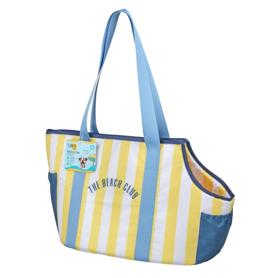 Summer vibes bolso amarillo de rayas para mascotas, , large image number null